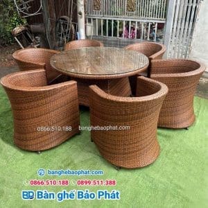 Bàn ghế nhựa giả mây quán cafe BGNGMBP057