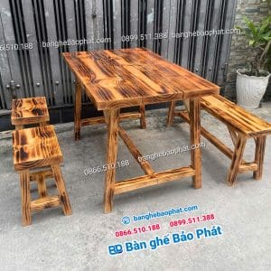 Bàn ghế quán ăn ngoài trời gỗ thông 12 Bàn ghế quán ăn ngoài trời gỗ thông