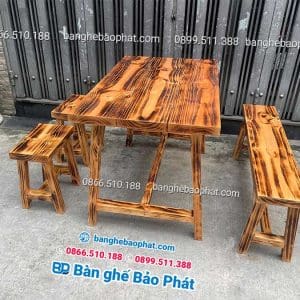 Bàn ghế quán ăn ngoài trời gỗ thông 11 Bàn ghế quán ăn ngoài trời gỗ thông