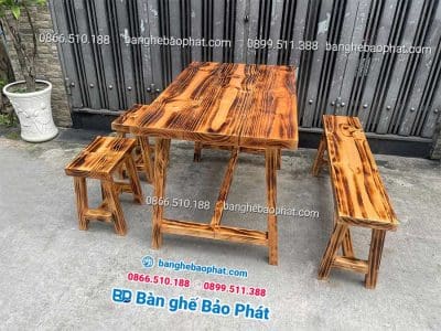 Bàn ghế quán ăn ngoài trời gỗ thông