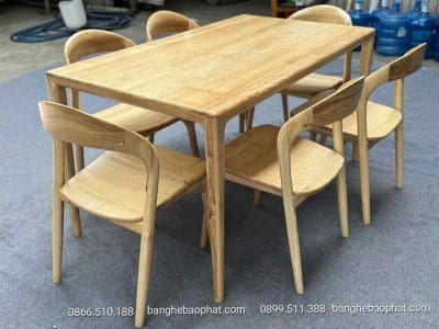 Bộ bàn ghế ăn bằng gỗ ghế neva không tay gỗ Ash