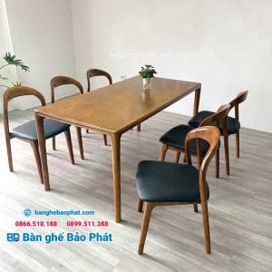 Bộ bàn ghế gỗ neva không tay 9 Bộ bàn ghế ăn gỗ nệm neva không tay
