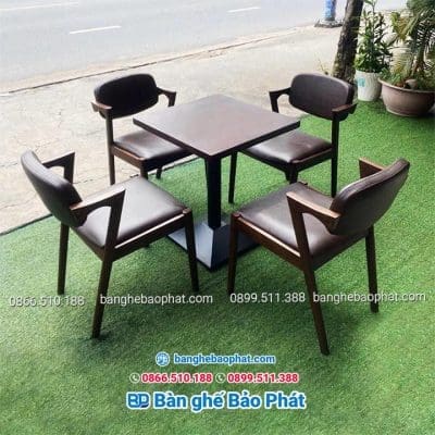 Bộ bàn ghế cafe gỗ ghế Kai 4 ghế 1 bàn