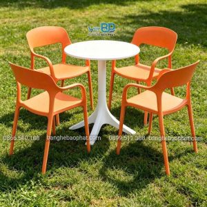 Bộ bàn ghế nhựa cafe 3027 màu cam