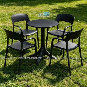 Bộ bàn ghế nhựa cafe 3027 màu đen