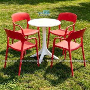 Bộ bàn ghế nhựa cafe 3027 màu đỏ