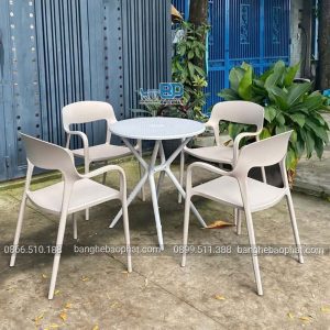 Bộ bàn ghế nhựa cafe 3027 màu kaki