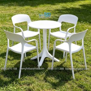 Bộ bàn ghế nhựa cafe 3027 màu trắng