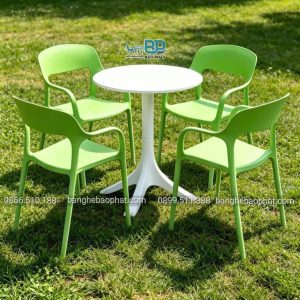 Bộ bàn ghế nhựa cafe 3027 màu xanh lá