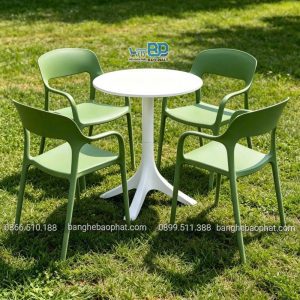 Bộ bàn ghế nhựa cafe 3027 màu xanh rêu