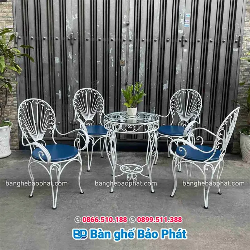 Ghế cafe khung sắt nghệ thuật ấn tượng