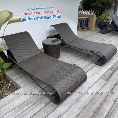 Ghế hồ bơi nhựa giả mây GHBBP026