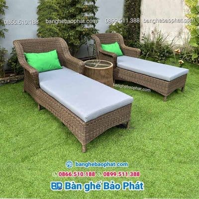 Ghế nằm hồ bơi nhựa giả mây GHBNGMBP025