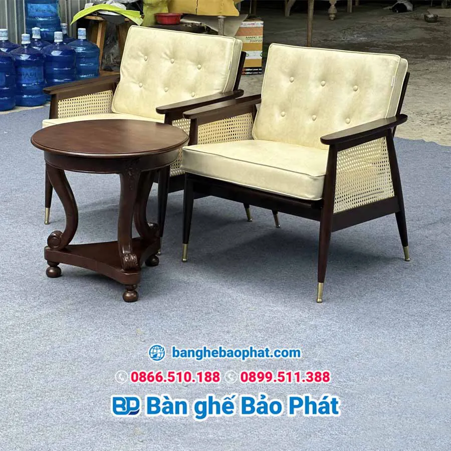 Ghế sofa cafe đơn gỗ đan mây Nadia Caned SFCFBP015
