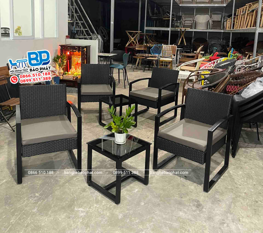 Ghế sofa cafe đơn nhựa giả mây SFNGMBP012