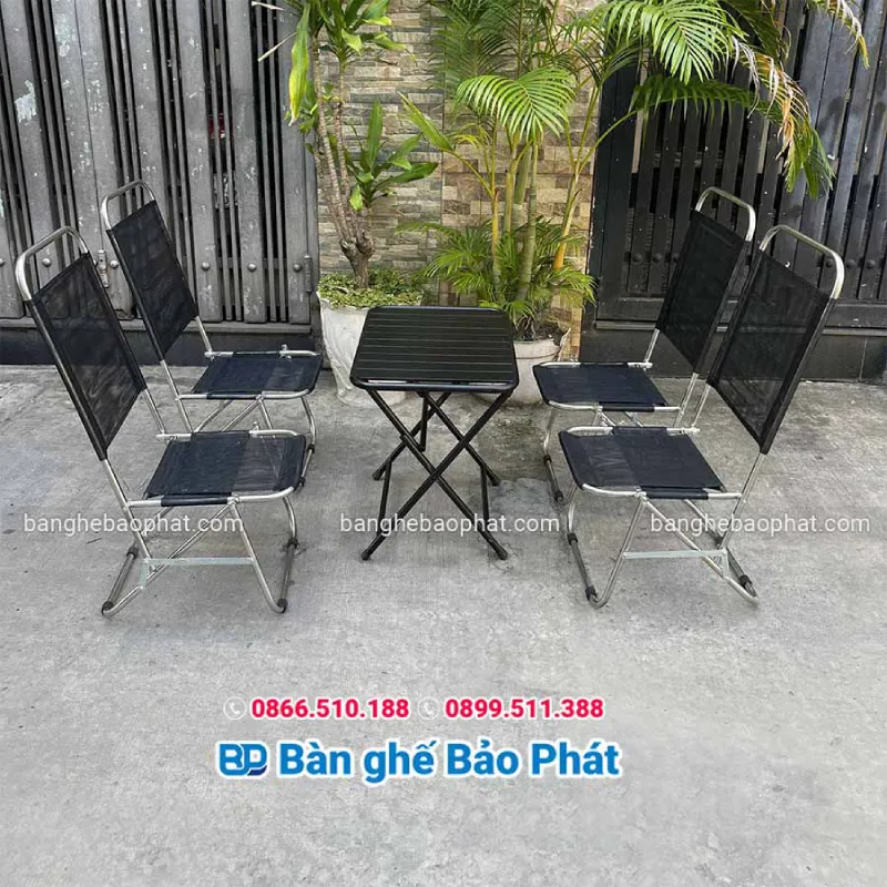 Ghế xếp inox cafe nhỏ gọn