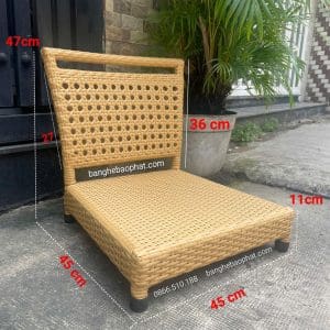 kích thước ghế ngồi bệt có tựa lưng bằng nhựa giả mây