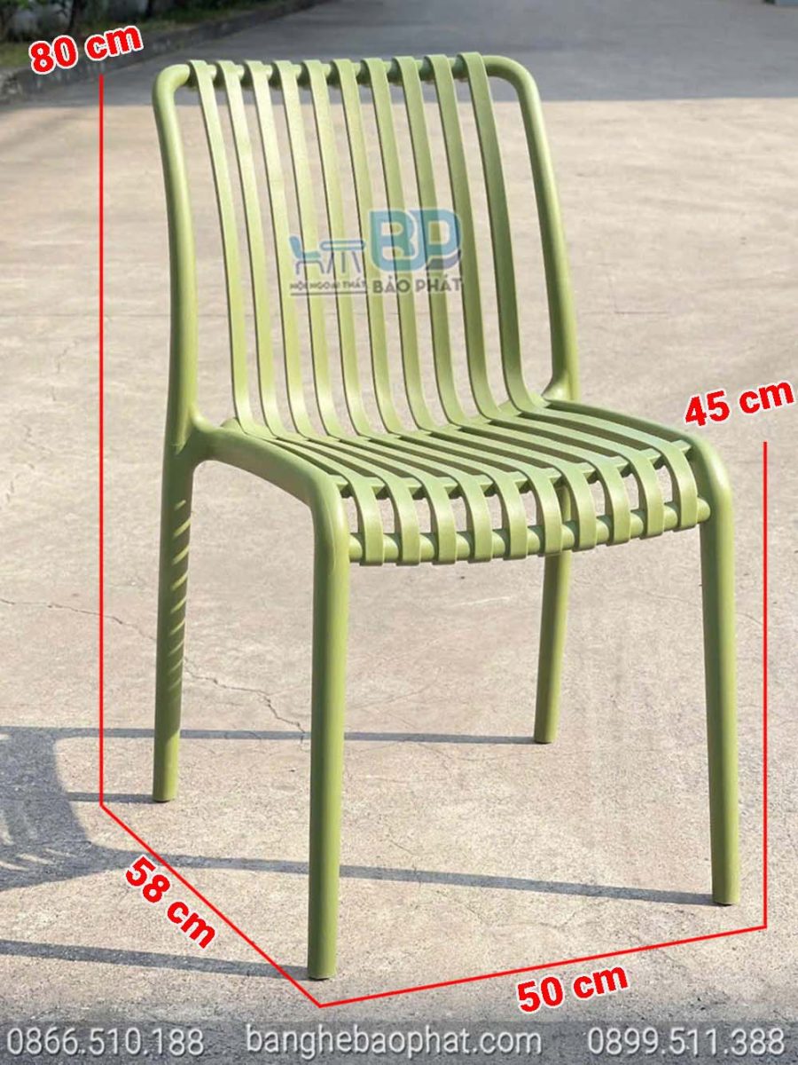 Ghế nhựa cafe cao cấp 3045-BP 18 Kích thước ghế nhựa 3045