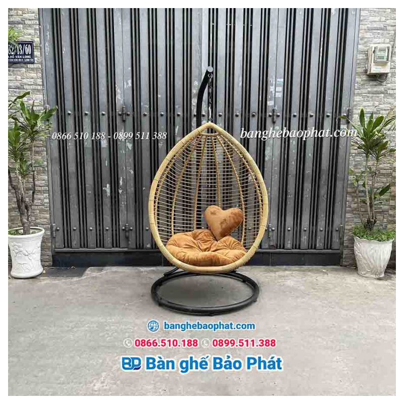 Xích đu tổ chim XĐBP011được làm từ nhựa giả mây bền, đẹp
