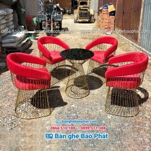 Bàn ghế cafe sắt nệm BGSNBP047