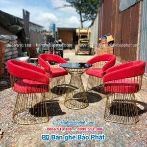 Bàn ghế cafe sắt nệm BGSNBP047