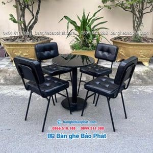 Bàn ghế cafe sắt nệm BGSNBP048