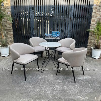 Bàn ghế cafe sắt nệm ghế Vario
