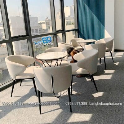 Bàn ghế cafe sắt nệm ghế Vario
