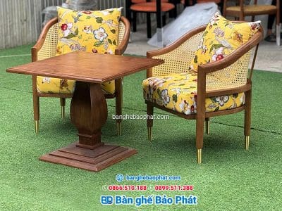Bàn ghế gỗ cafe Grasse