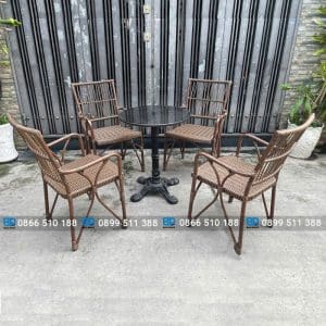 Bàn ghế mây nhựa ngoài trời BGMNBP063
