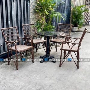 Bàn ghế mây nhựa ngoài trời BGMNBP063