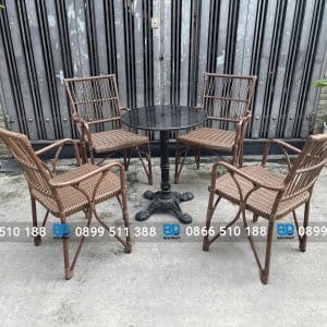 Bàn ghế mây nhựa ngoài trời BGMNBP063