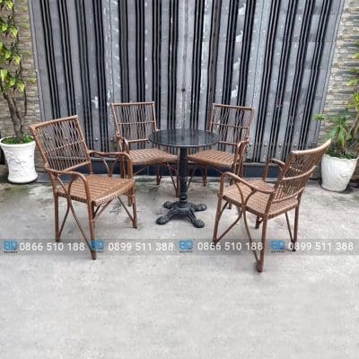 Bàn ghế mây nhựa ngoài trời BGMNBP063