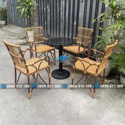 Bàn ghế mây nhựa ngoài trời BGMNBP064