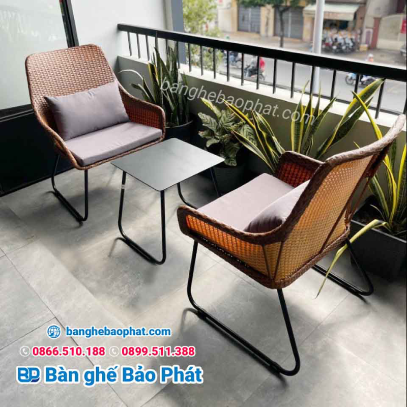 Bàn ghế nhựa giả mây ban công BGBCBP006 thanh lý