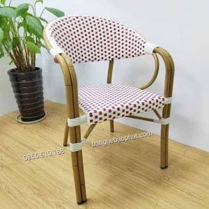 Bàn ghế nhựa giả mây cao cấp SV001 họa tiết trắng đỏ