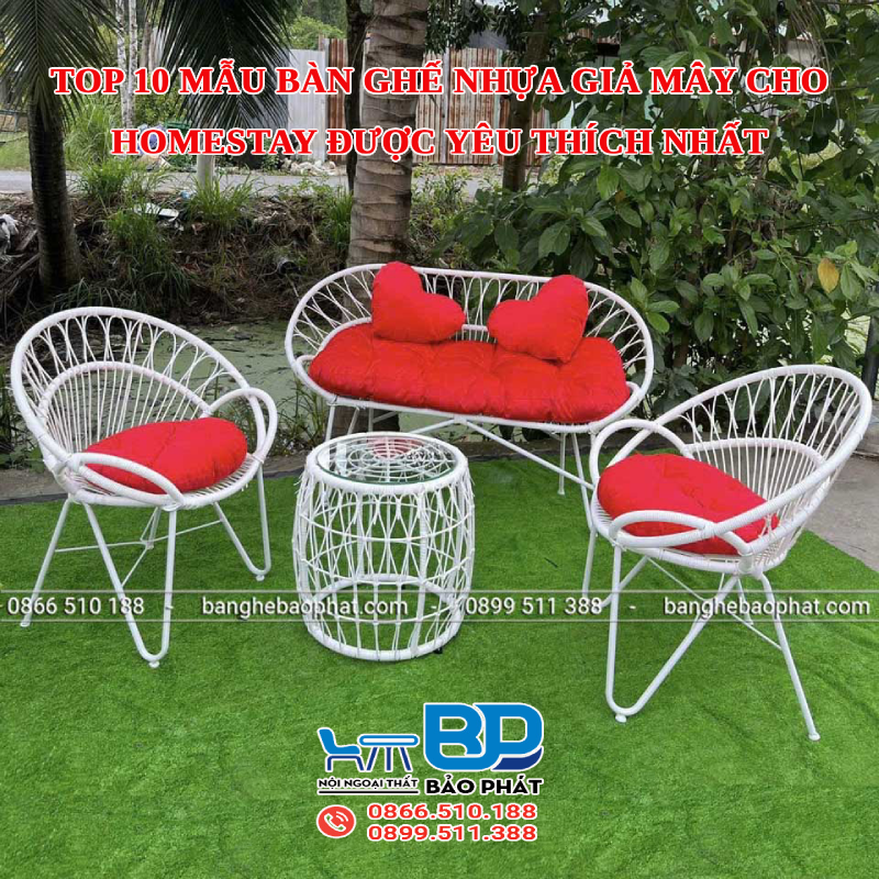 Top 10 mẫu bàn ghế nhựa giả mây cho homestay được yêu thích nhất