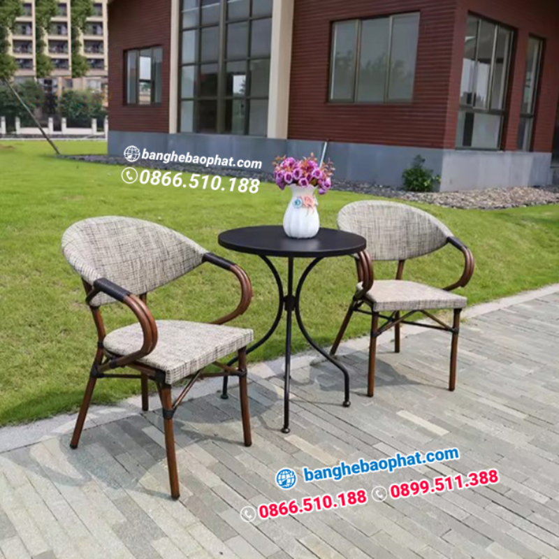 Bàn ghế nhựa giả mây cho homestay BGNGMBP-SV004B