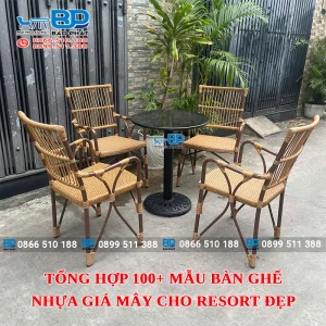 Tổng hợp 100+ mẫu bàn ghế nhựa giả mây cho resort đẹp