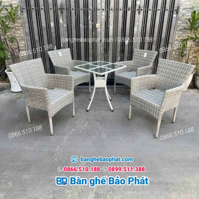 Bàn ghế nhựa giả mây cho resort ghế Diana