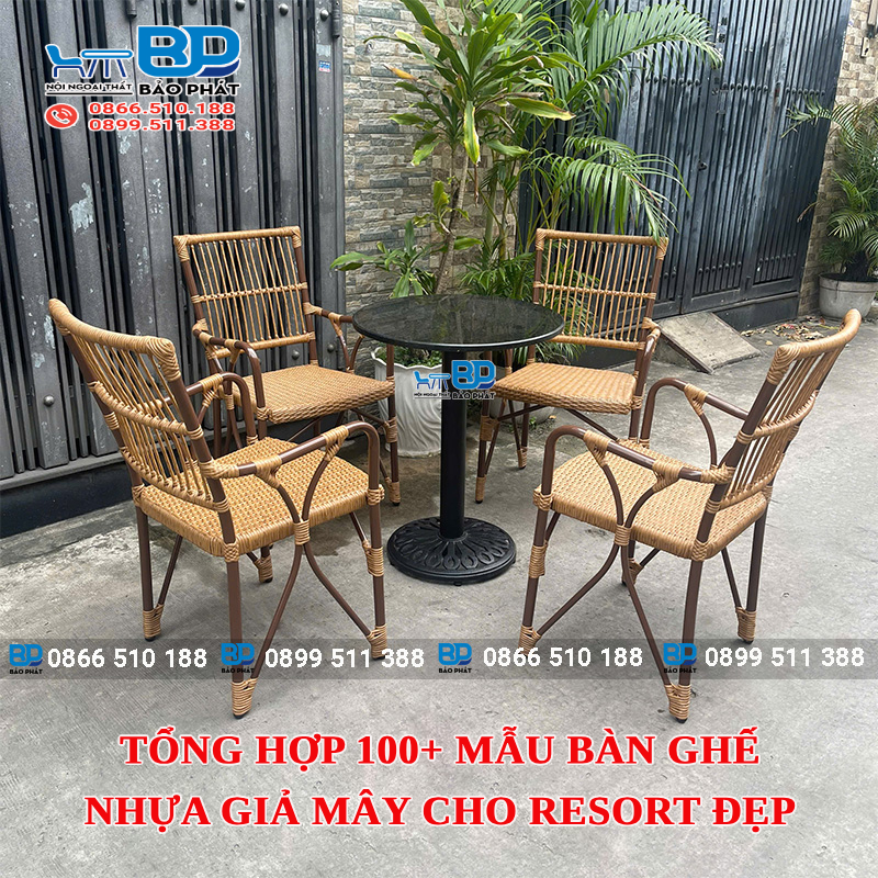 Tổng hợp 100+ mẫu bàn ghế nhựa giả mây cho resort đẹp