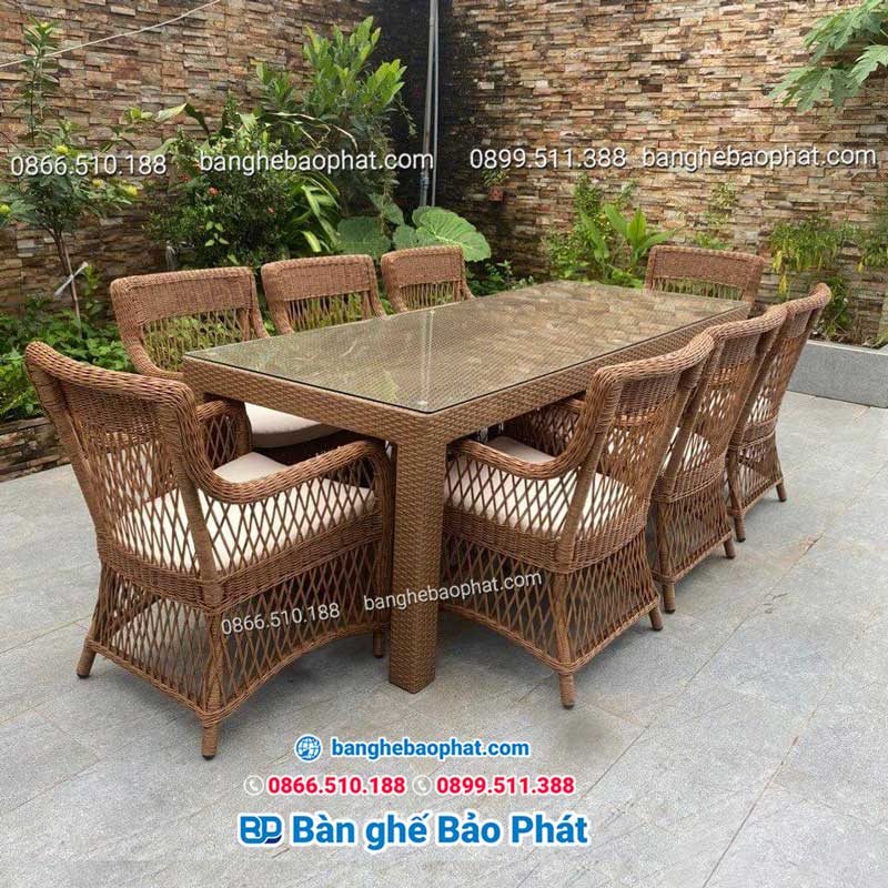 Bàn ghế nhựa giả mây cổ điển BGNGMBP052