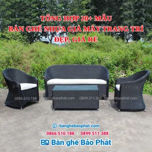 Tổng hợp 20+ mẫu bàn ghế nhựa giả mây trang trí đẹp, giá rẻ