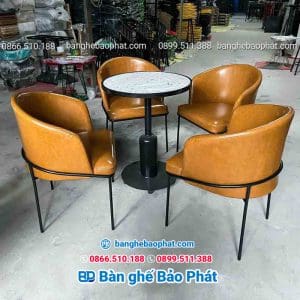 Bàn ghế sắt nệm cafe BGSNBP051