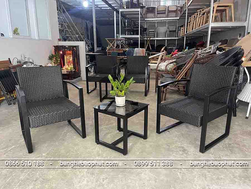 Bộ sofa nhựa giả mây cao cấp có đệm êm ái