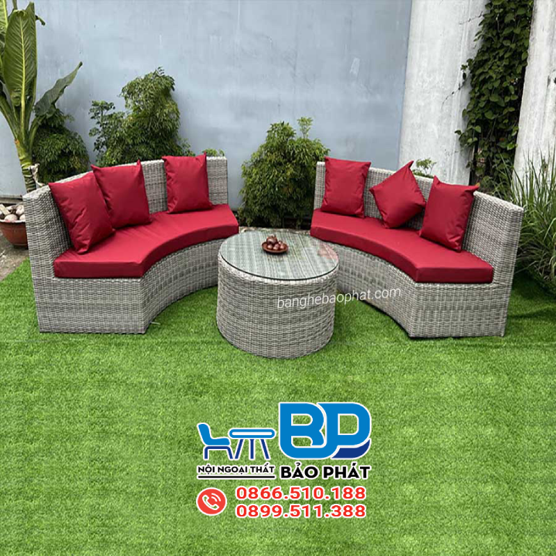 Sofa nhựa giả mây cho homestay SFNGMBP011