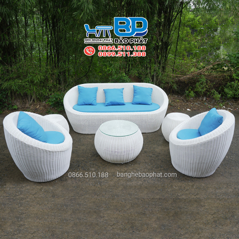 Sofa nhựa giả mây cho resort SFNGMBP005
