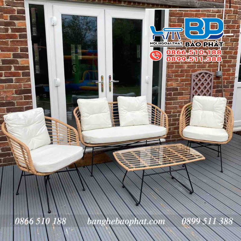 Sofa nhựa giả mây cho resort SFNGMBP006