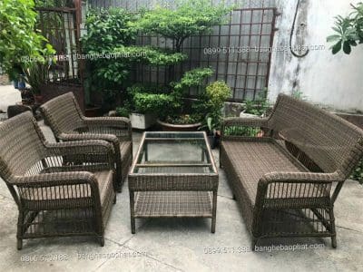 Sofa nhựa giả mây đan dây sơi tròn SFNGMBP020