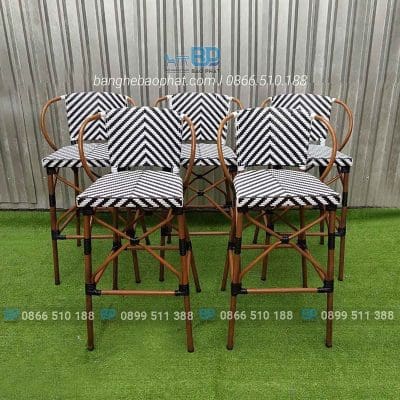 Ghế bar nhựa giả mây kiểu Pháp GBNGMBP003